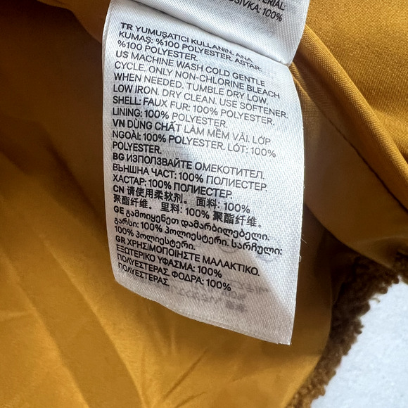 H&M Teddy Coat Jacket Womens XL Orange Brown Fuzzy Comfy Oversized Lined - Picture 12 of 13